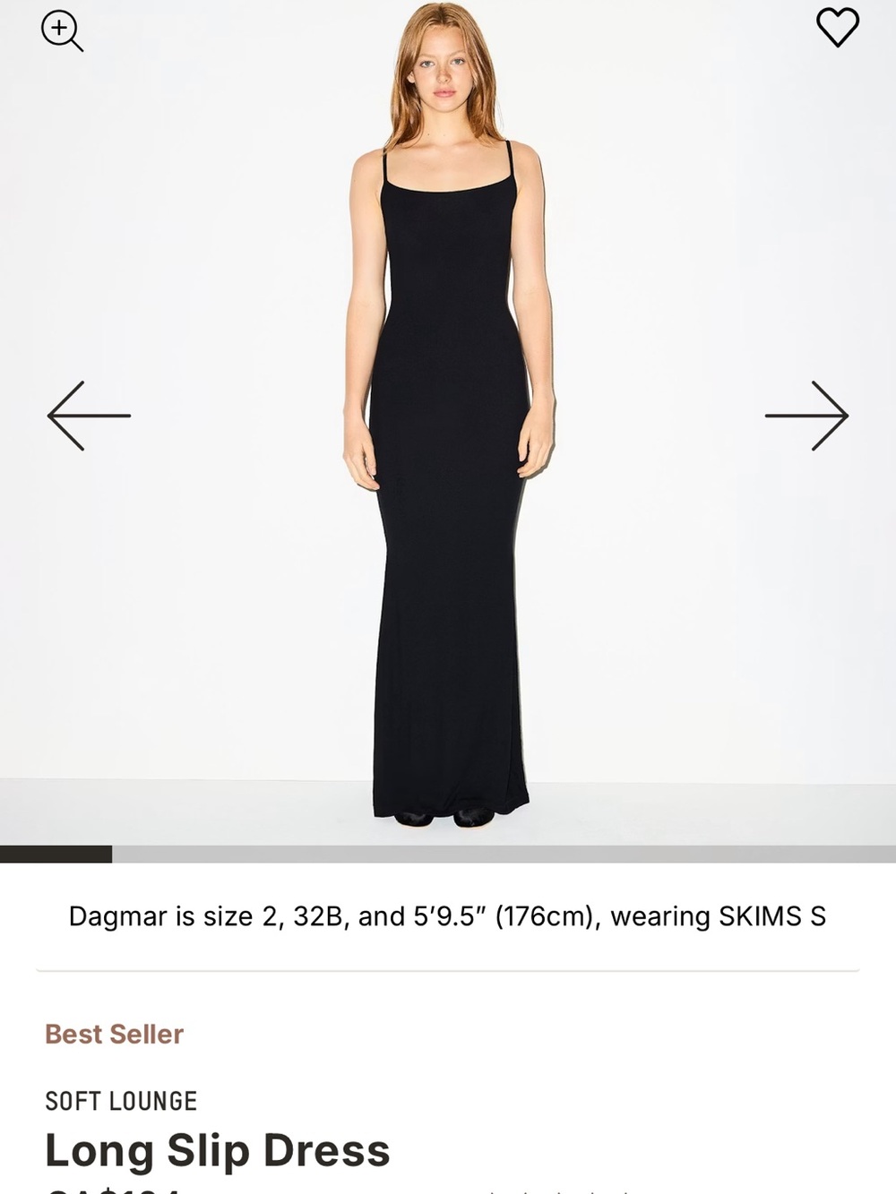 SKIMS Black Long Slip Maxi Dress